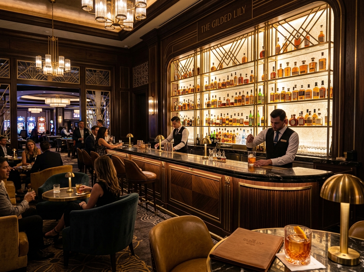The Gilded Lily cocktail bar with art deco interior and craft cocktails